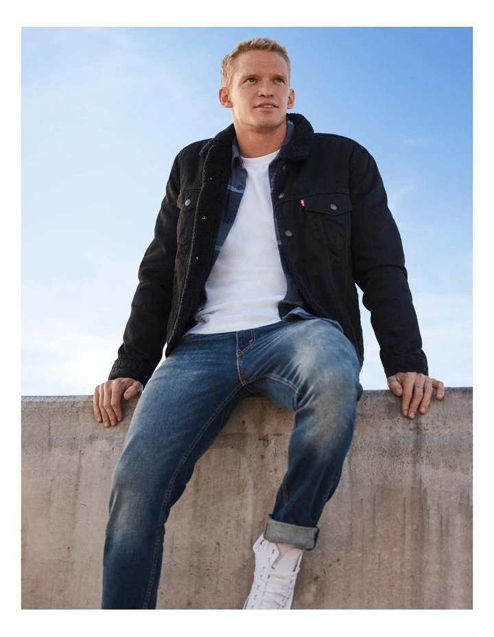Sherpa Trucker Jacket in Black