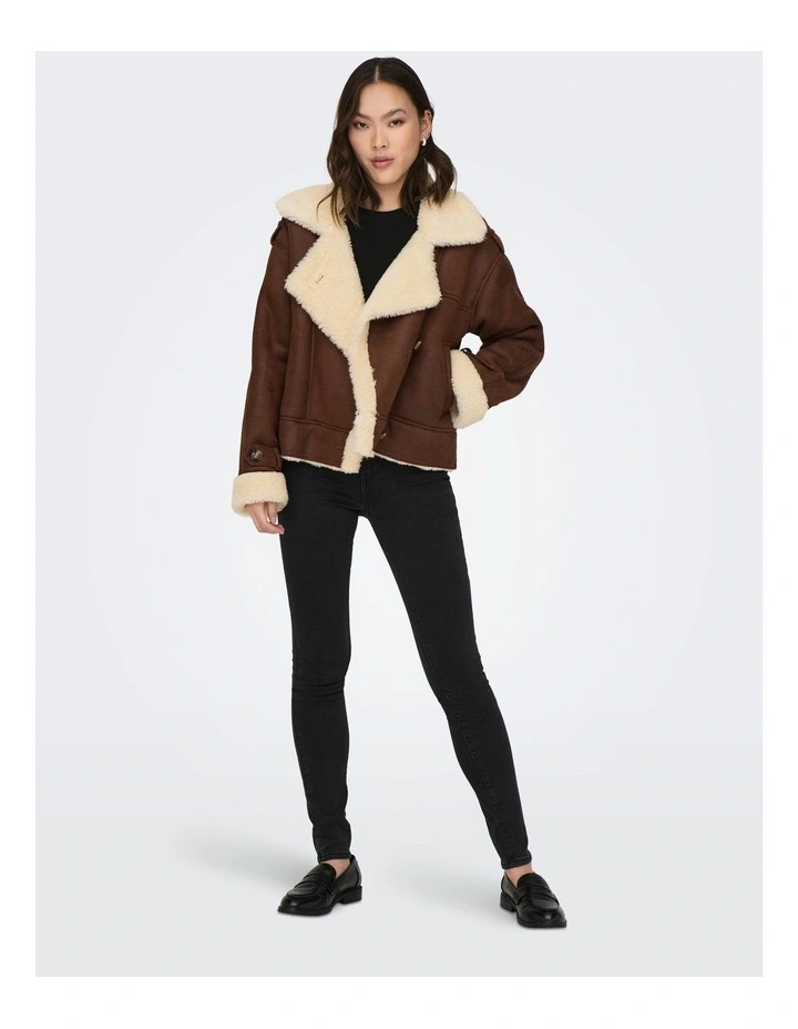 Iva Faux Suede Bonded Jacket in Brown