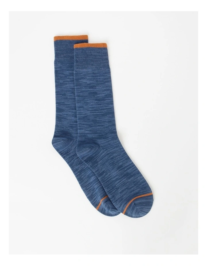 1 Pair Random Plated Crew Length Socks in Blue