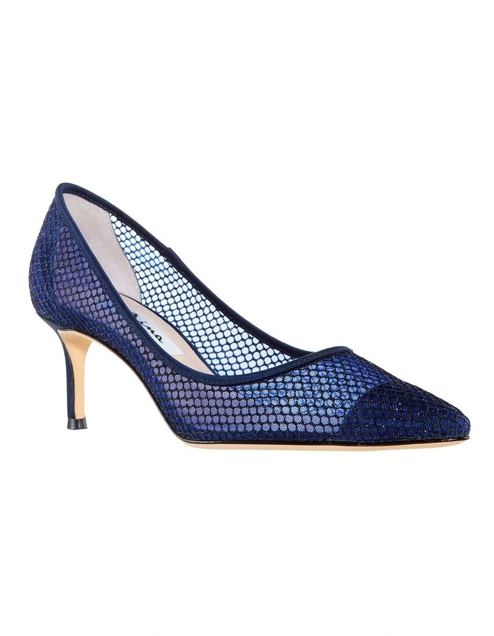 Niley Navy Luster Satin Heeled shoes