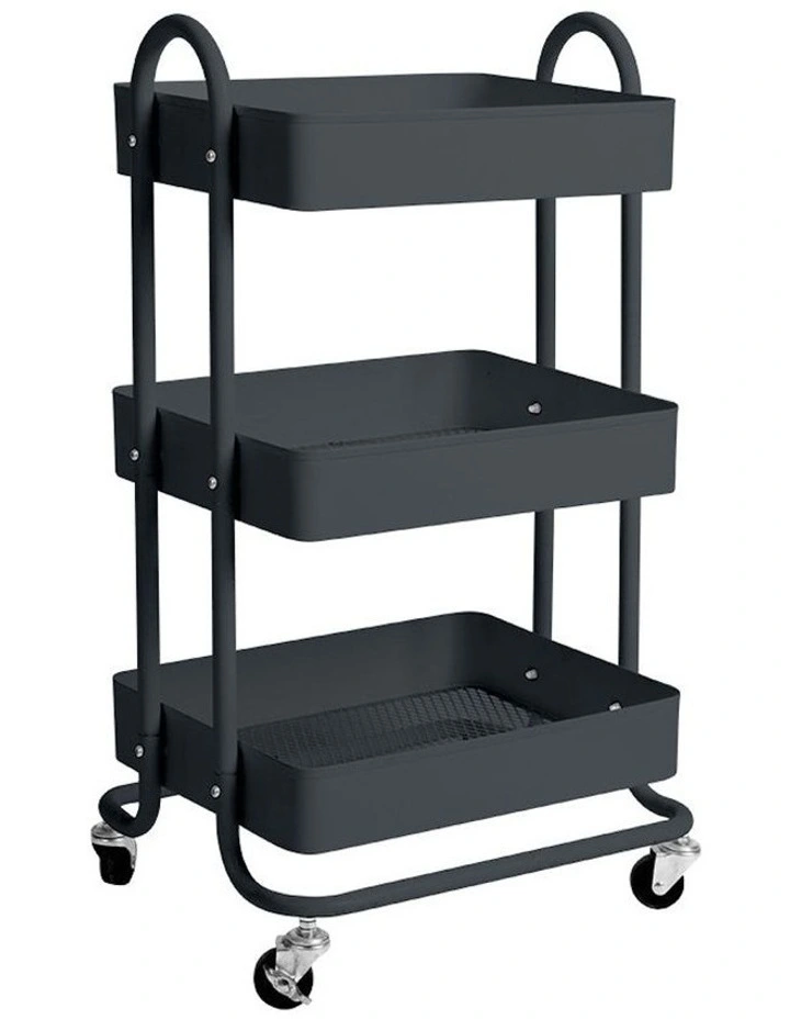 3 Tiers Kitchen Storage Trolley in Grey