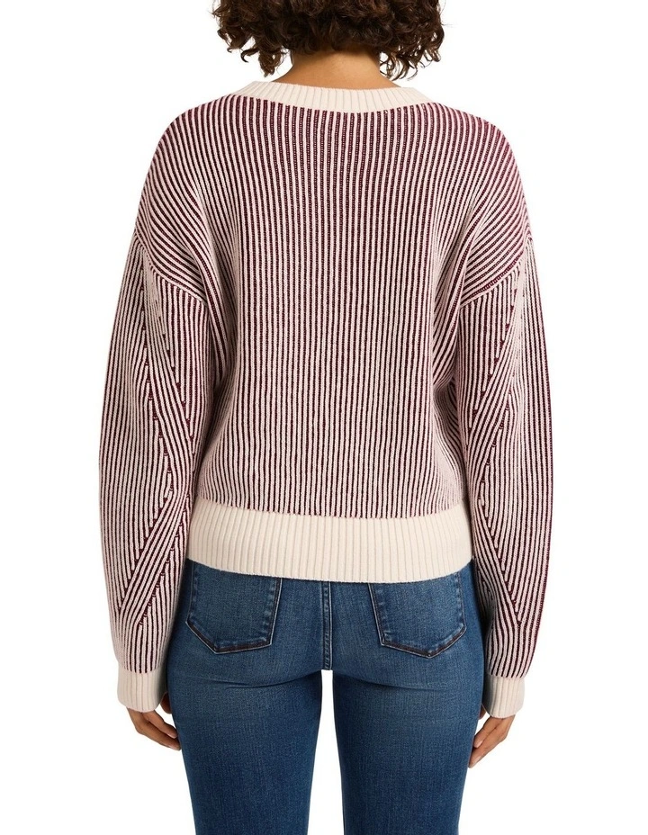 Connie Contrast Knit Jumper in Red