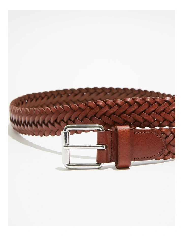 Plaited Belt in Caramel Brown