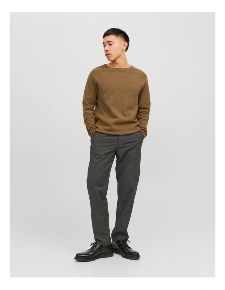 Hill Crew Neck Knit Sweater in Brown