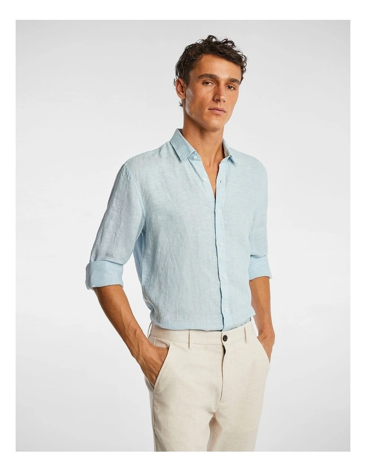 West Hampton Pure Linen Shirt in Sky Blue