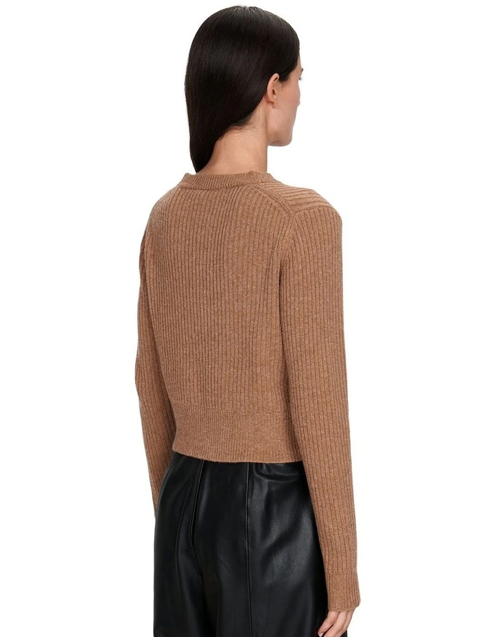 Cashmere Merino Rib Cardigan in Beige