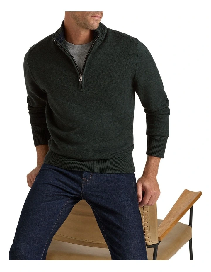 Perry Half Zip Knit in Racing Green