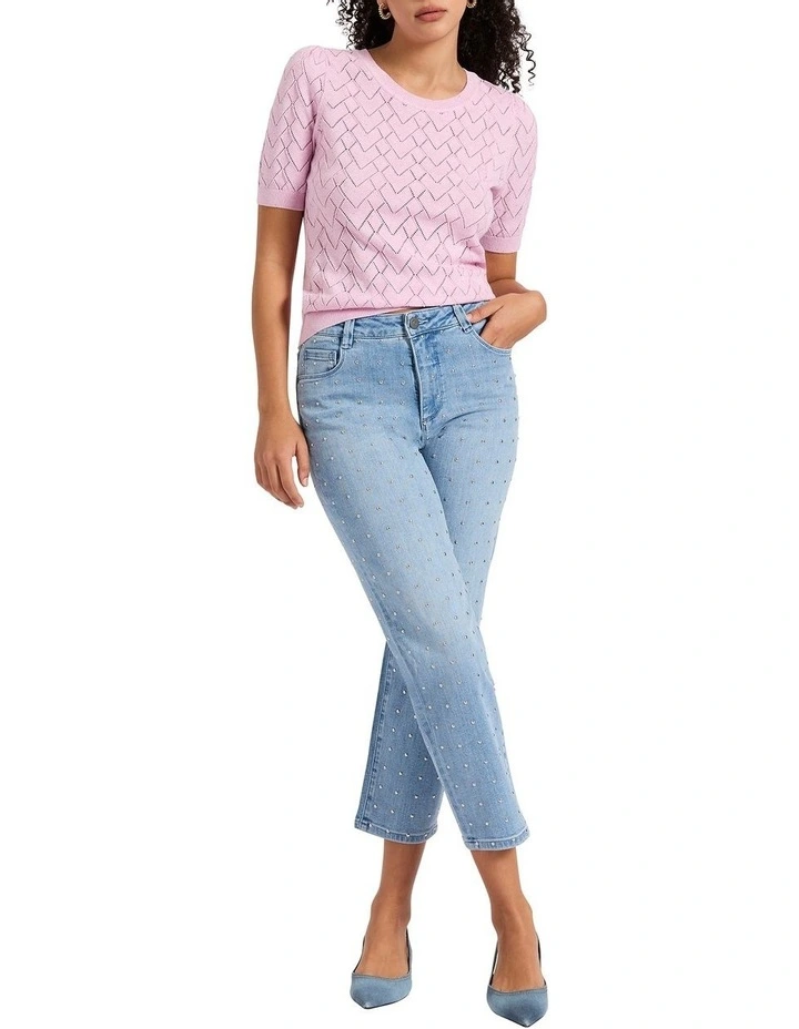 Eden Cotton Speckle Knit Top in Petal