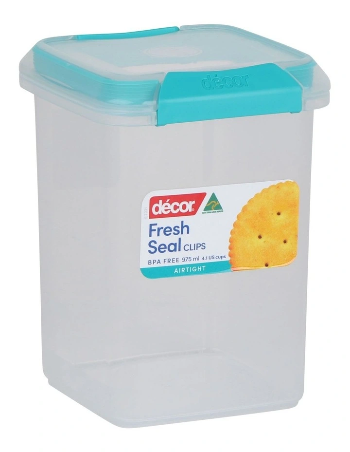 Tall Square Fresh Seal 975ml in Clips/Teal