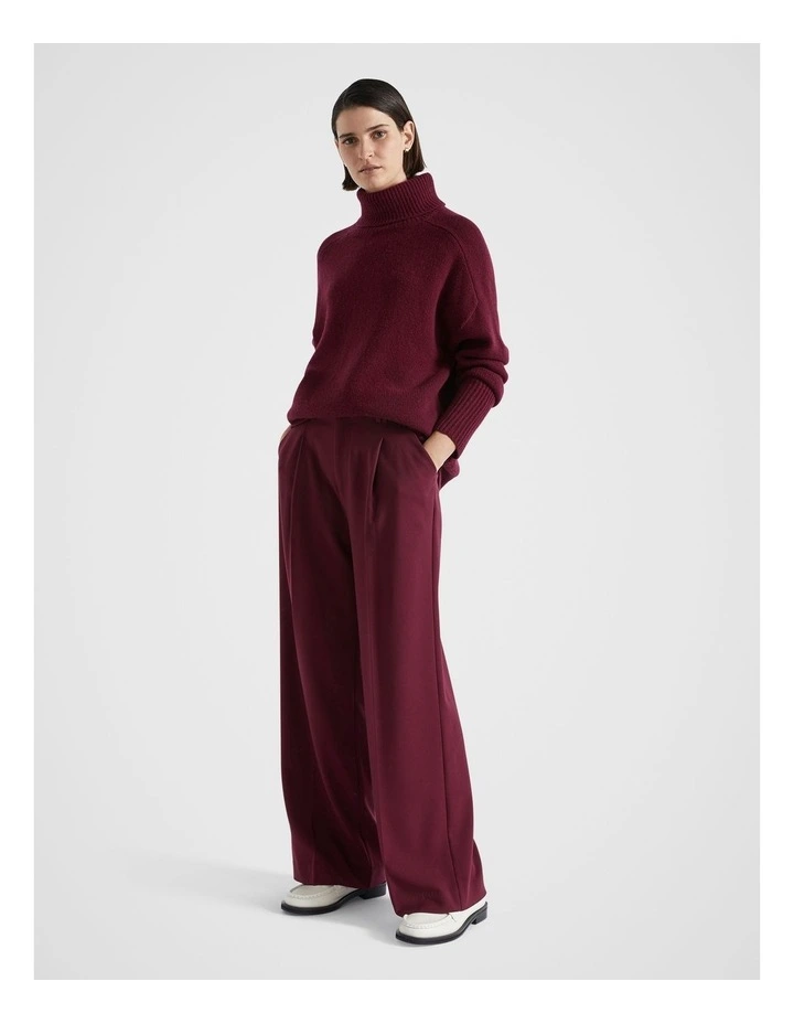 Button Front Pleat Trouser in Boysenberry