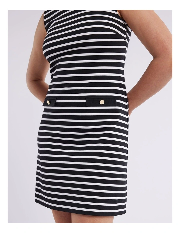 Beatnik Ponte Dress in Black/Ivory