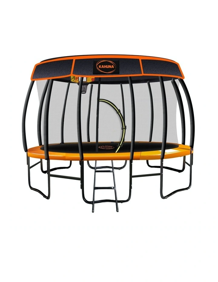 Trampoline 12ft Free Safety Net Spring Pad Roof Mat Ladder Basketball Orange