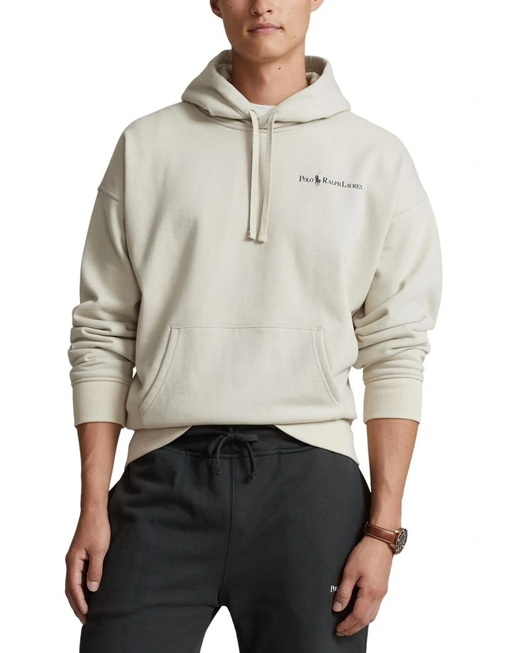 Relaxed Fit Logo Fleece Hoodie in Natural