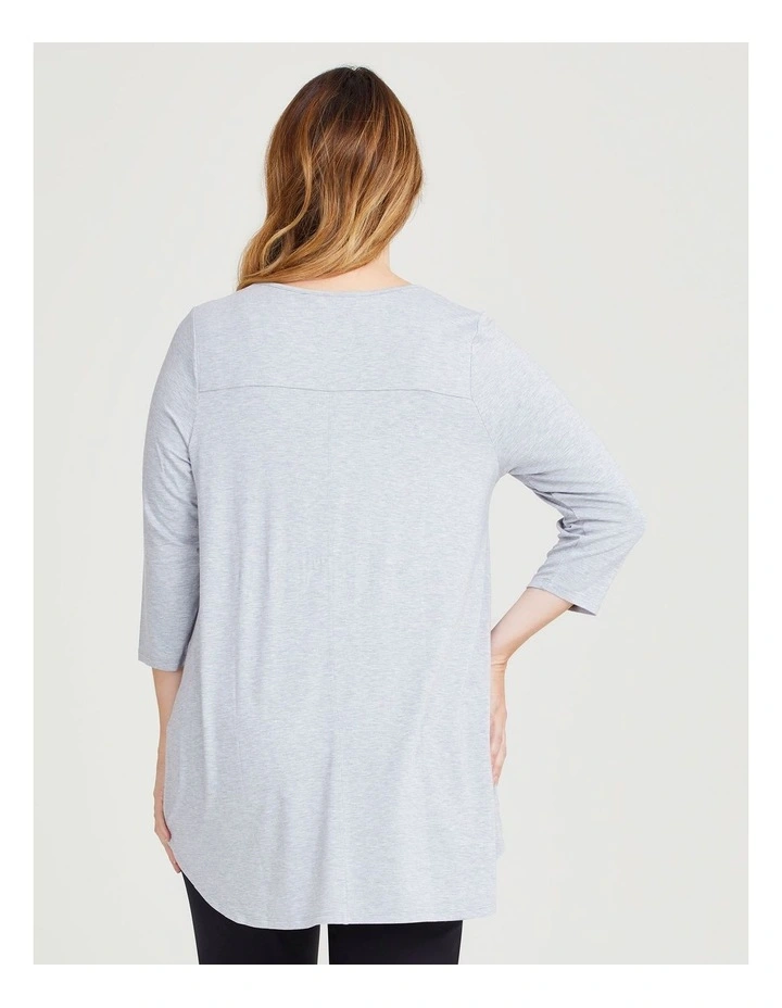 Bamboo Base 3/4 Sleeve Top in Grey Marle