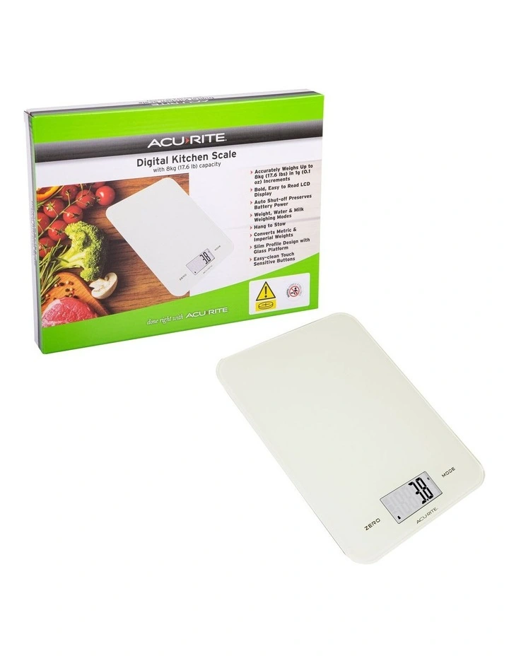 Large Slimline Digital Scale 1g/8kg in White