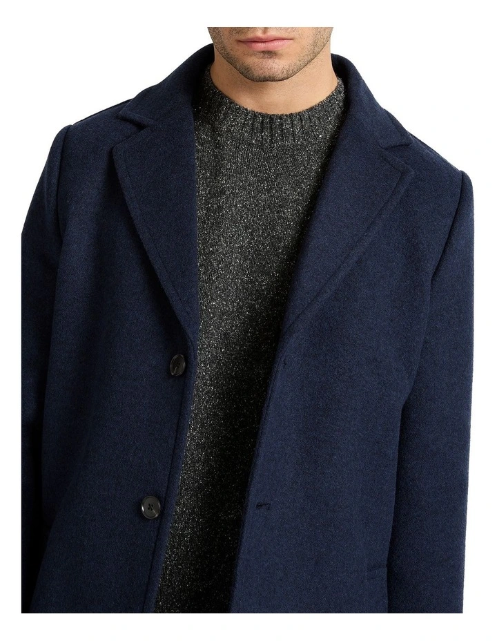 Sean Crombie Coat in Navy Marle