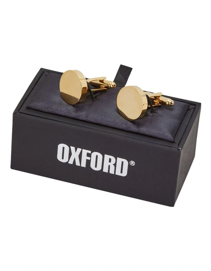 Round Disc Cuff Link in Light Gold