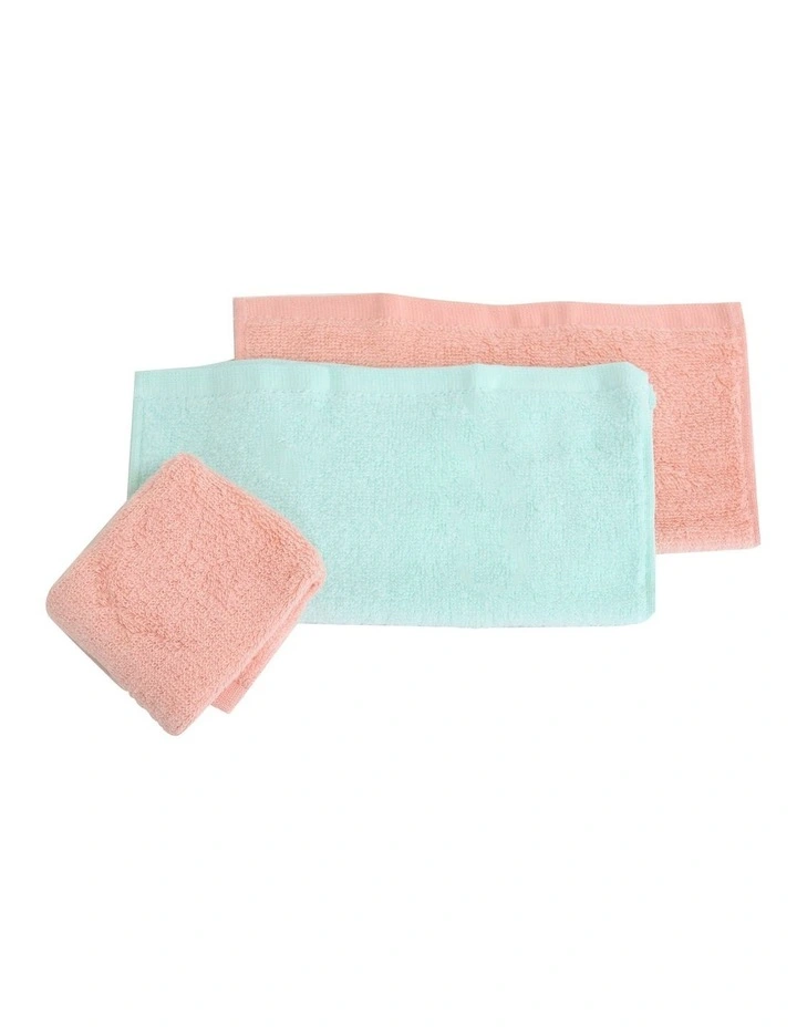 Nordic Wash Cloths 3 Pack in Coral/Tiffany