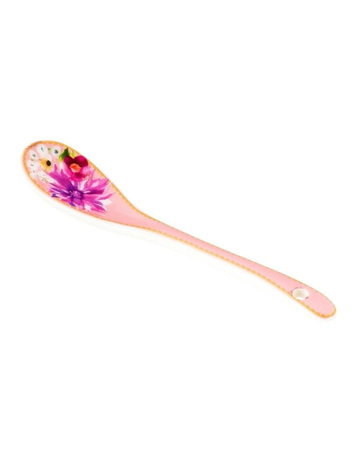 Dahlia Daze Ceramic Teaspoon Set of 4 in Pink