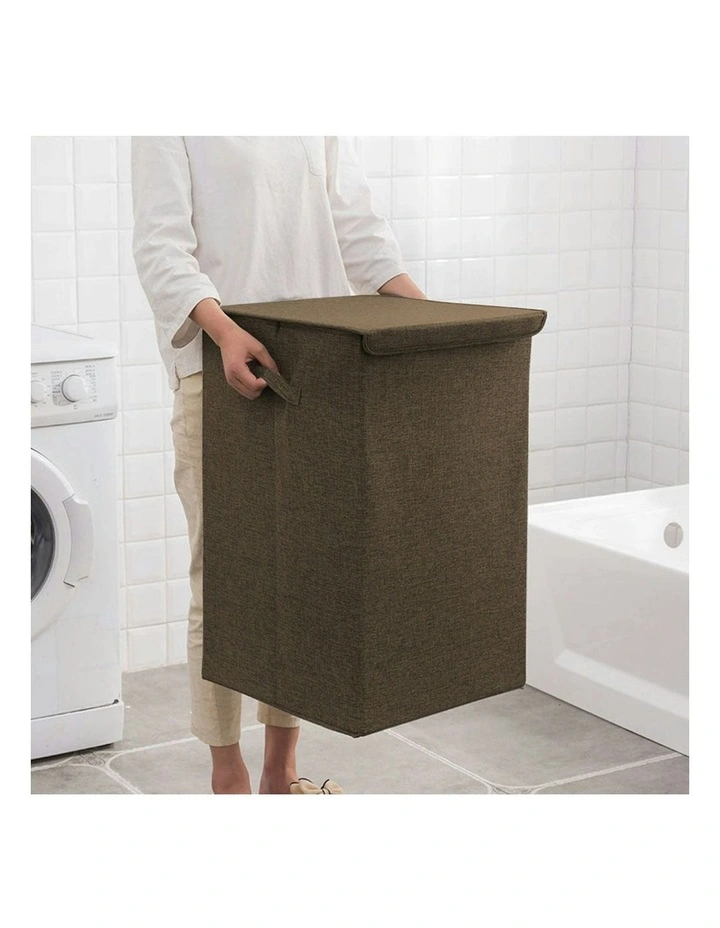 Medium Collapsible Laundry Hamper Storage Box in Coffee