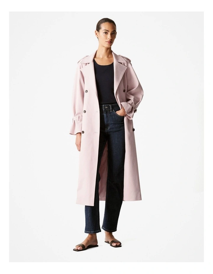 Twill Longline Trench Coat in Dusty Lilac