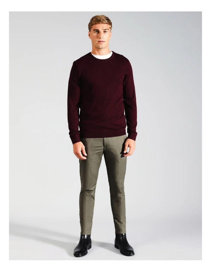 Australian Merino Crew Neck Knit in Red