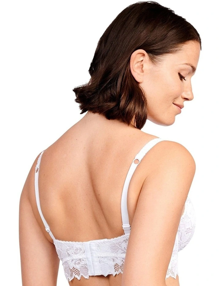 Arum Underwire Longline Lace Bustier Bra in White