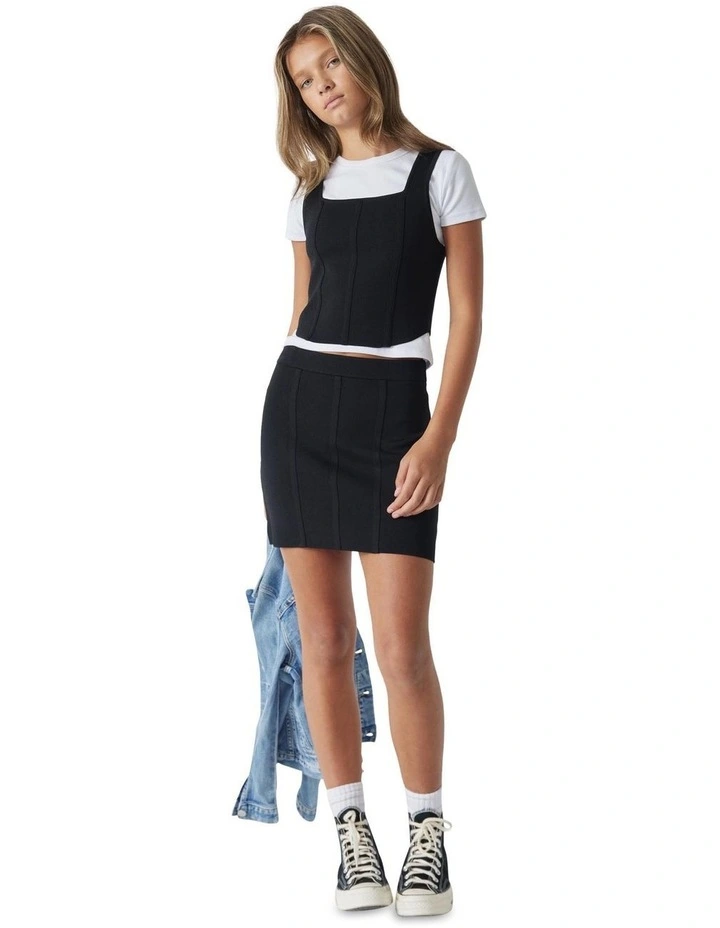 Girls Mia Mini Knit Skirt in Black