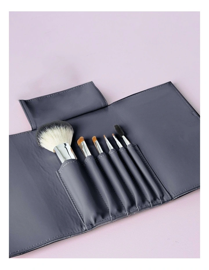 Woven Makeup Brush Roll in Navy