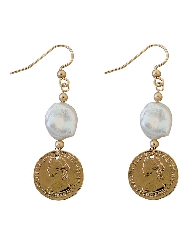 Token Small Keshi Pearl Gold Drop Earrings