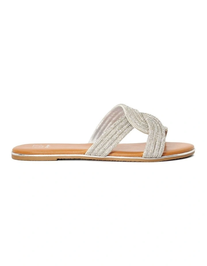 Lovey Flat Sandal in Silver