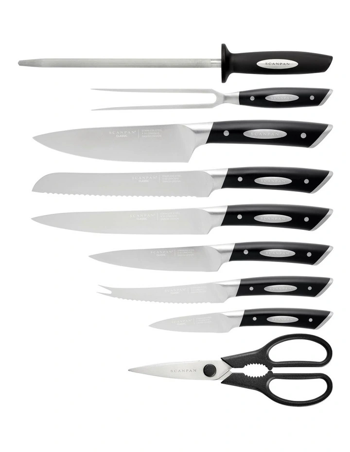 Classic Knife Block Set 10 Piece in Light Brown