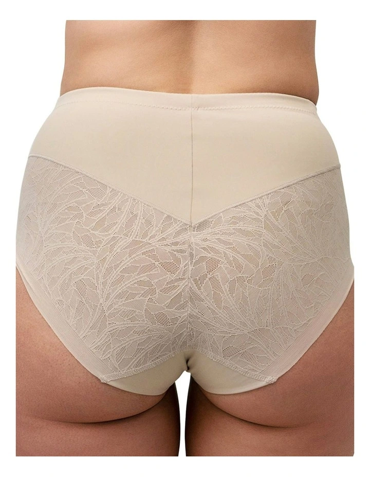 High Waist Shapewear Brief With Lace in Light Beige