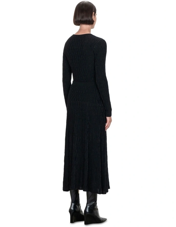 Wavy Stripe Long Sleeve Knit in Black
