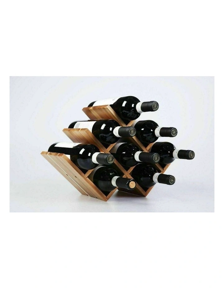 Natural Acacia Wood Tabletop Wine Rack 8 Bottle in Brown