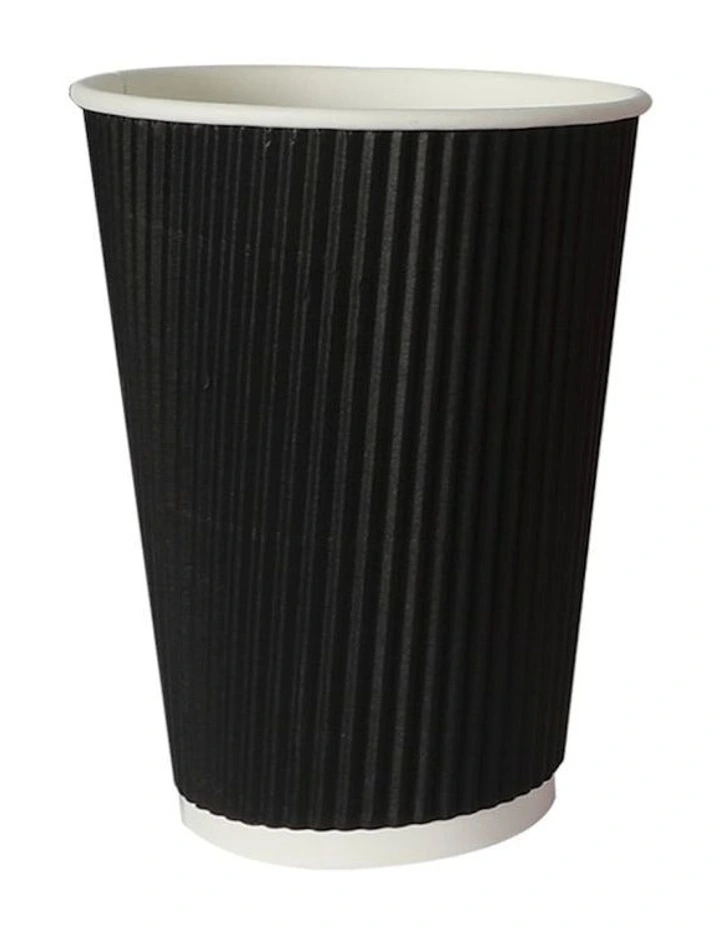 12oz Disposable Takeaway Coffee Paper Cups With Lids 100 Pieces in Black