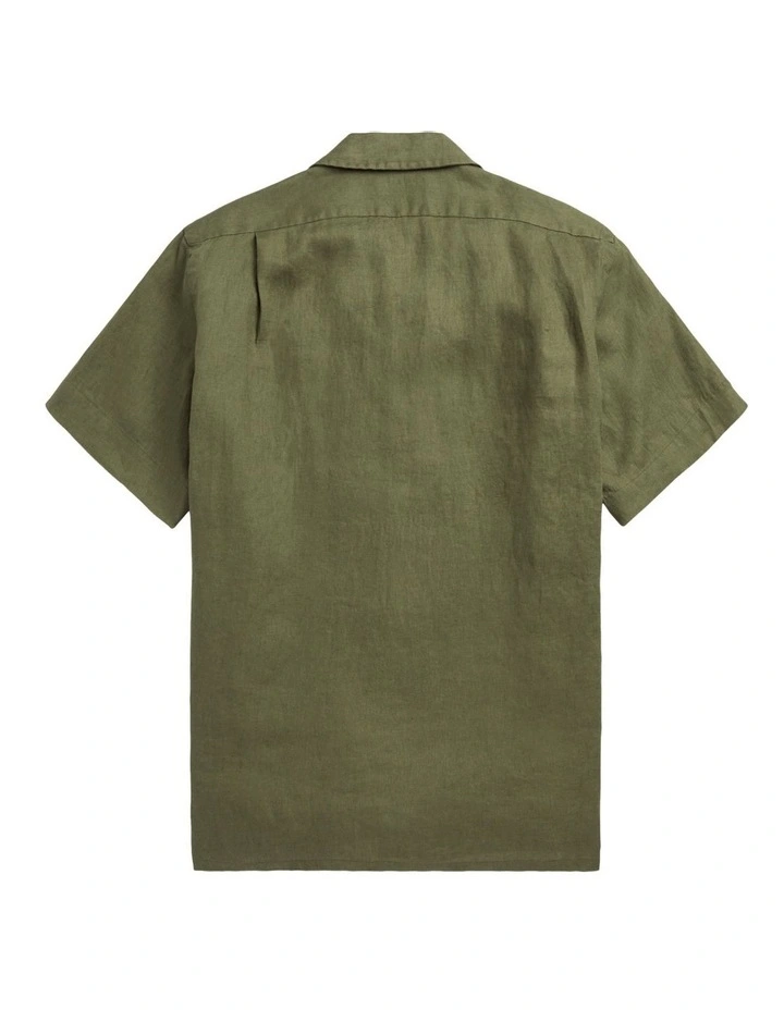 Classic Fit Linen Camp Shirt in Green