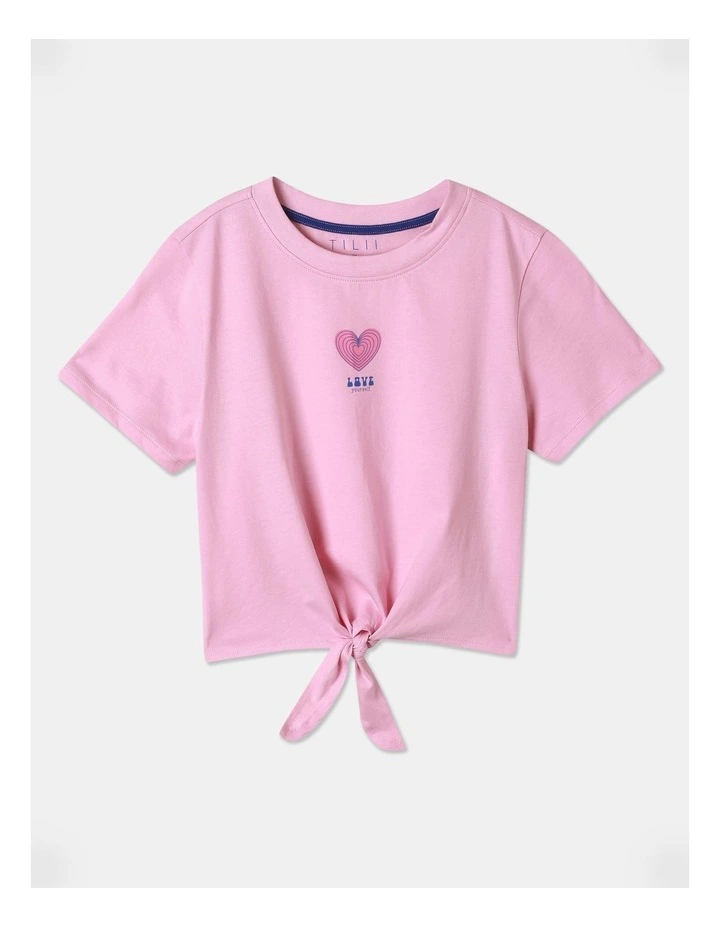 Essentials Tie Front Tee in Pink