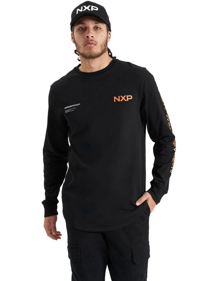 Brevity Heavy Cape Back Long Sleeve Tee in Jet Black