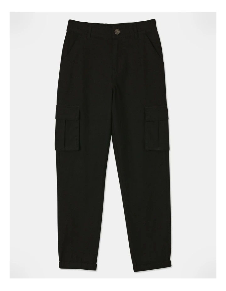 Woven Cargo Pant in Black