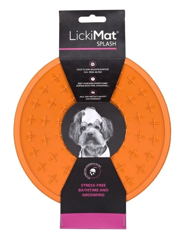 Wall & Floor Suction Slow Feeder Dog Bowl in Orange