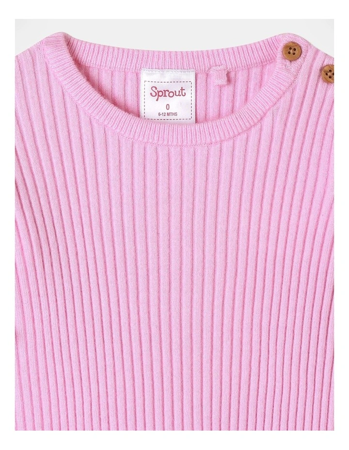 Essential Rib Longsleeve Top in Pink