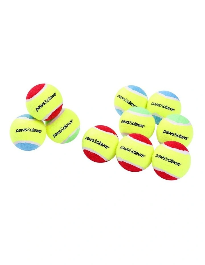 10Pk 6Cm Tennis Balls Assorted