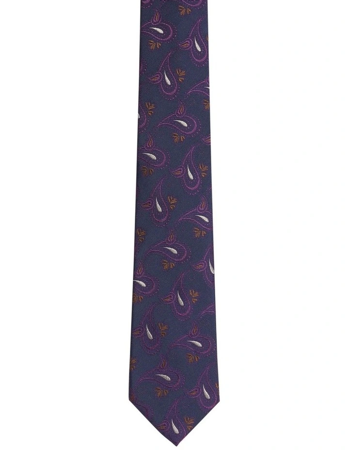 Large Paisley Design Tie in Dark Purple