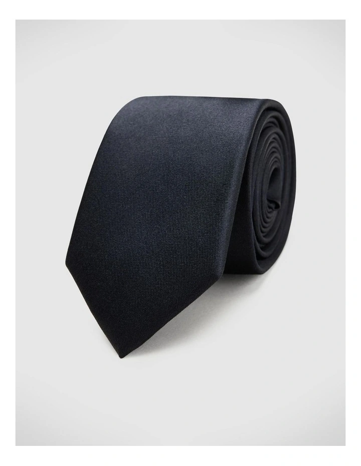 Silk Satin Tie in Black