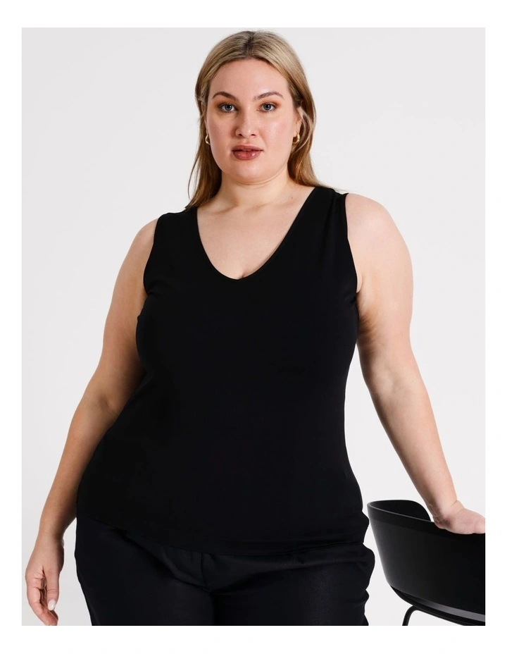 Recycled Blend Layering Tank in Black