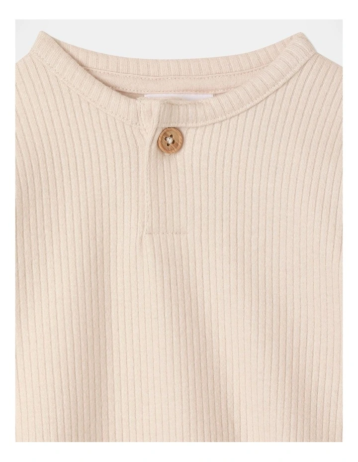 Newborn Brushed Rib Bodysuit in Oatmeal