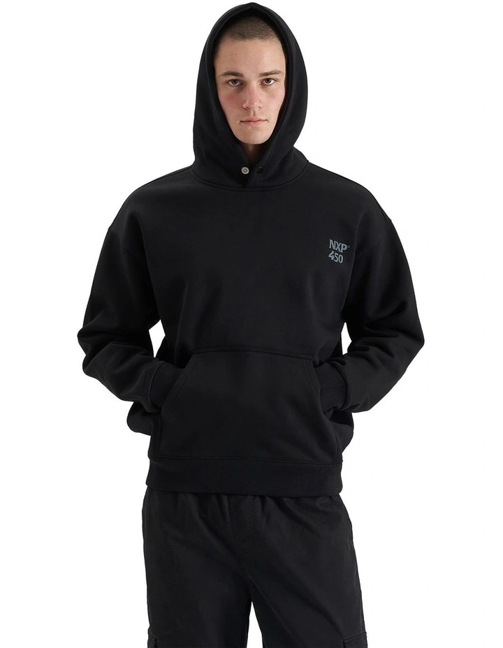 Core Line Heavy Box Fit Hooded Sweater in Black