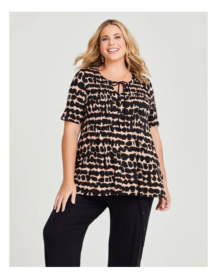 Pintuck Bamboo Top in Print