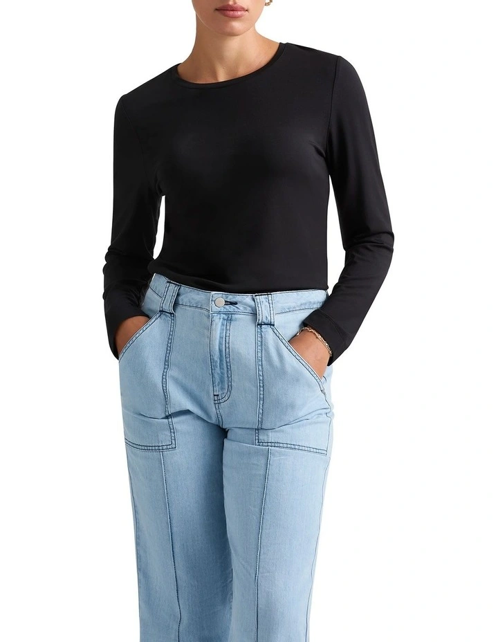 Betsy Long Sleeve Bamboo Top in Black